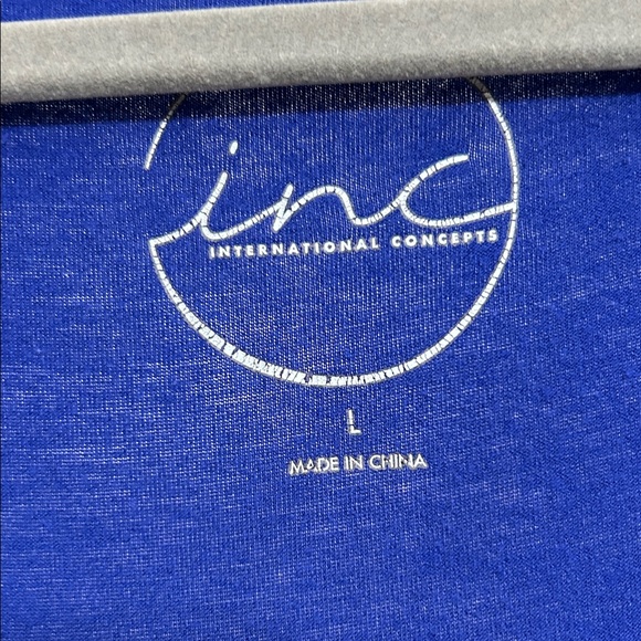 INC International Concepts Royal Blue Top Ruched Short Sleeve Flattering Fitted - Picture 2 of 10